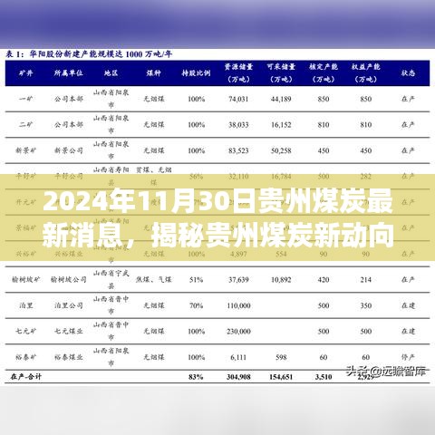 揭秘贵州煤炭新动向，最新消息与未来展望（2024年11月30日）