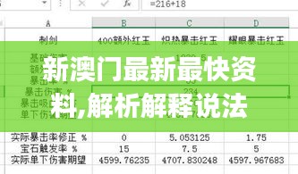 新澳门最新最快资料,解析解释说法_CQI52.846性能版