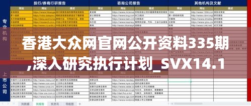 香港大众网官网公开资料335期,深入研究执行计划_SVX14.118散热版