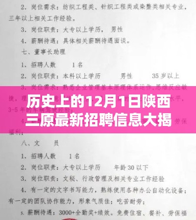 陕西三原最新招聘信息揭秘，开启求职新篇章，历史性的求职机会就在今日！