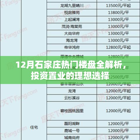 12月石家庄热门楼盘深度解析，投资置业的优选选择