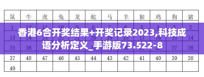 香港6合开奖结果+开奖记录2023,科技成语分析定义_手游版73.522-8