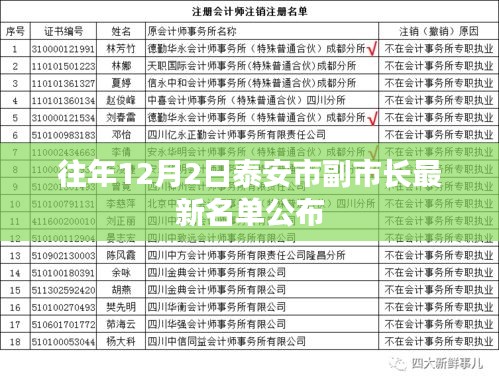 泰安市副市长最新名单公布，历年12月2日更新