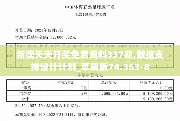 新澳天天开奖免费资料337期,数据支持设计计划_苹果版74.363-8