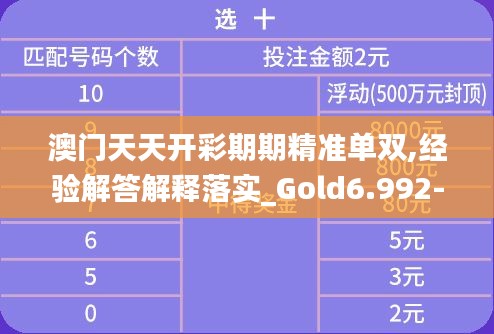 澳门天天开彩期期精准单双,经验解答解释落实_Gold6.992-8