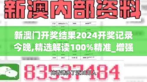 新澳门开奖结果2024开奖记录今晚,精选解读100%精准_增强版168.746-3