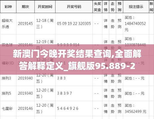 新澳门今晚开奖结果查询,全面解答解释定义_旗舰版95.889-2