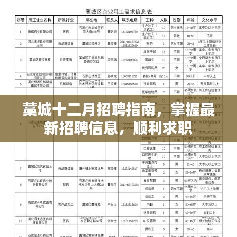 藁城十二月求职招聘指南，最新招聘信息一网打尽，助你顺利求职！