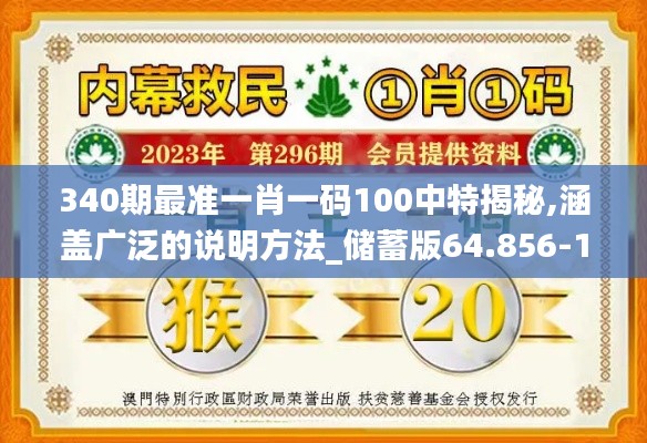 340期最准一肖一码100中特揭秘,涵盖广泛的说明方法_储蓄版64.856-1