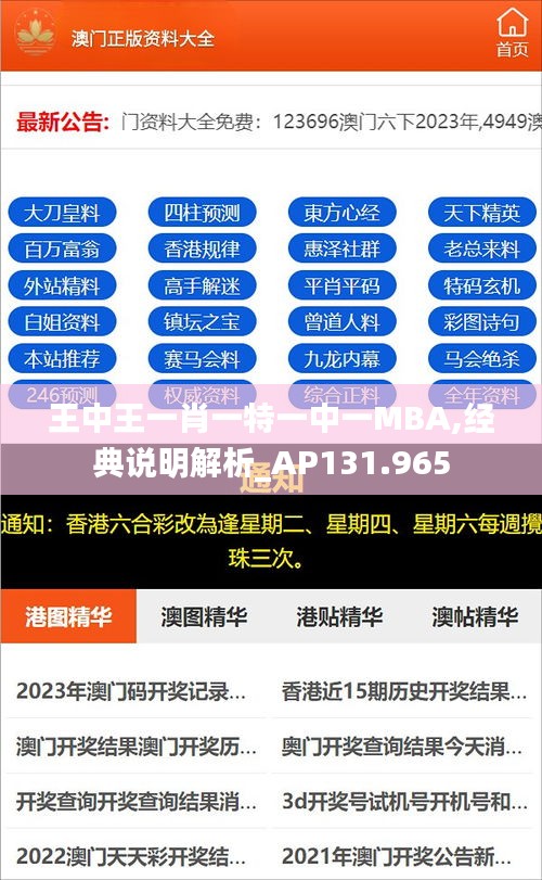 王中王一肖一特一中一MBA,经典说明解析_AP131.965