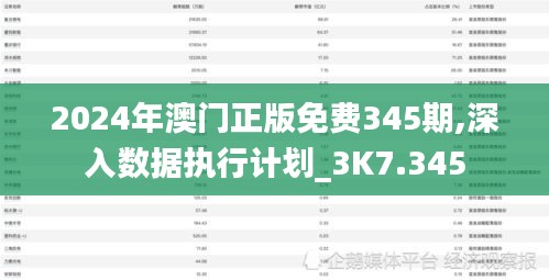 2024年澳门正版免费345期,深入数据执行计划_3K7.345