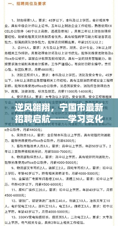 宁国市最新招聘启航，逆风翱翔，学习变化，自信成就梦想之旅