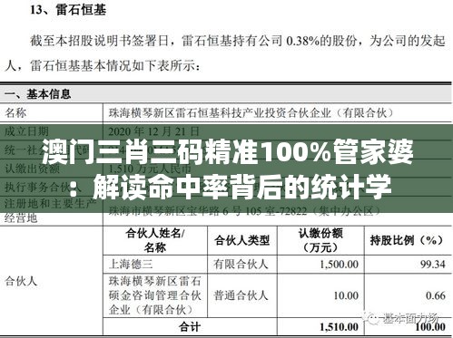 澳门三肖三码精准100%管家婆：解读命中率背后的统计学