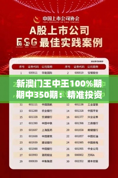 新澳门王中王100%期期中350期：精准投资策略带来财富自由