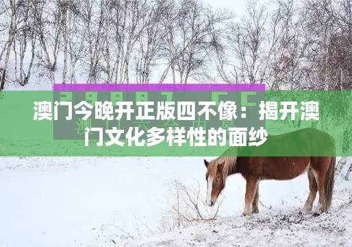 澳门今晚开正版四不像：揭开澳门文化多样性的面纱