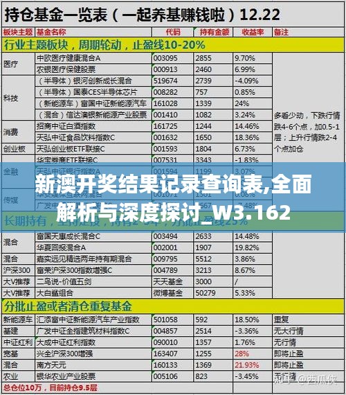 新澳开奖结果记录查询表,全面解析与深度探讨_W3.162