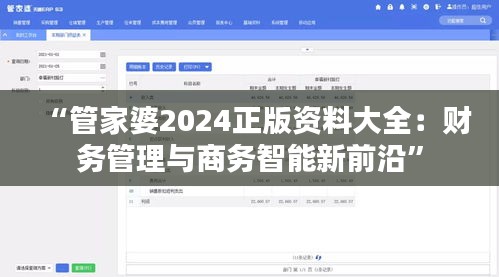 “管家婆2024正版资料大全：财务管理与商务智能新前沿”