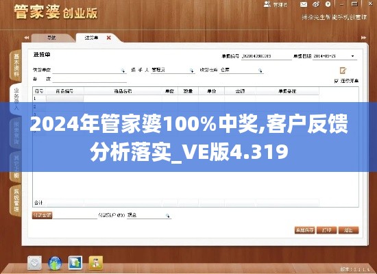 2024年管家婆100%中奖,客户反馈分析落实_VE版4.319