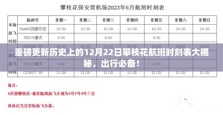 揭秘历史日期下的攀枝花航班时刻表，12月22日出行指南重磅更新