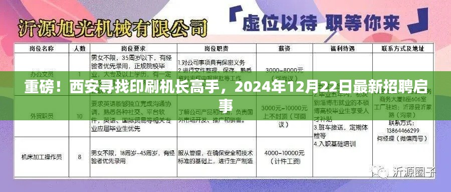 西安印刷机长高手招聘启事，寻找行业精英，2024年最新职位空缺通知