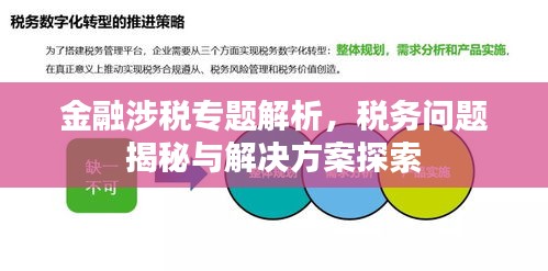 金融涉税专题解析，税务问题揭秘与解决方案探索