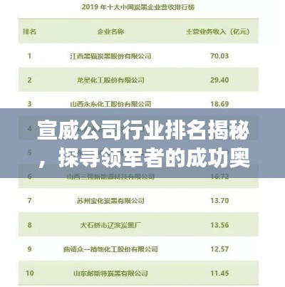 宣威公司行业排名揭秘，探寻领军者的成功奥秘