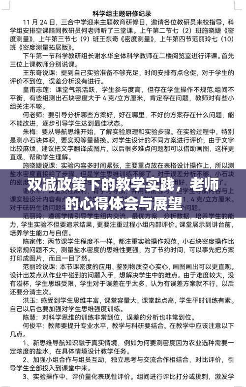 双减政策下的教学实践，老师的心得体会与展望