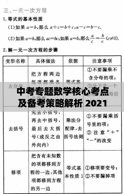 中考专题数学核心考点及备考策略解析 2021版