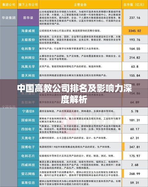 中国高教公司排名及影响力深度解析