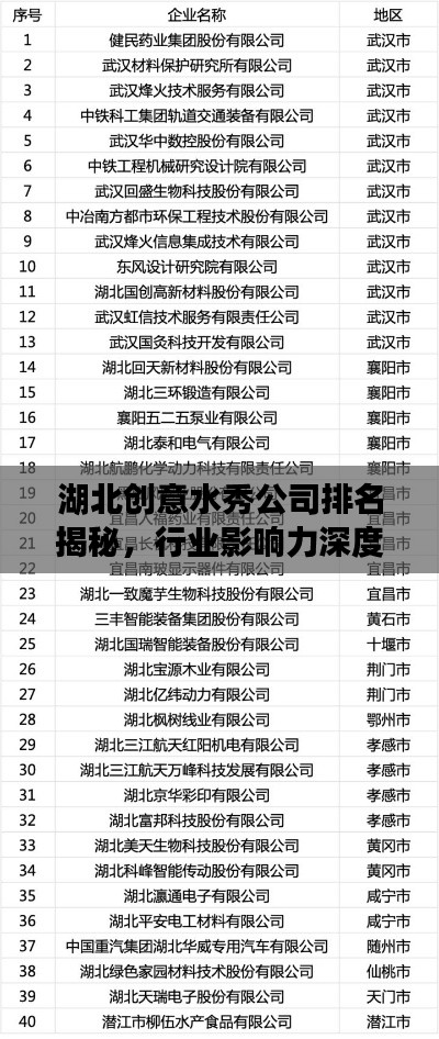 湖北创意水秀公司排名揭秘，行业影响力深度解析
